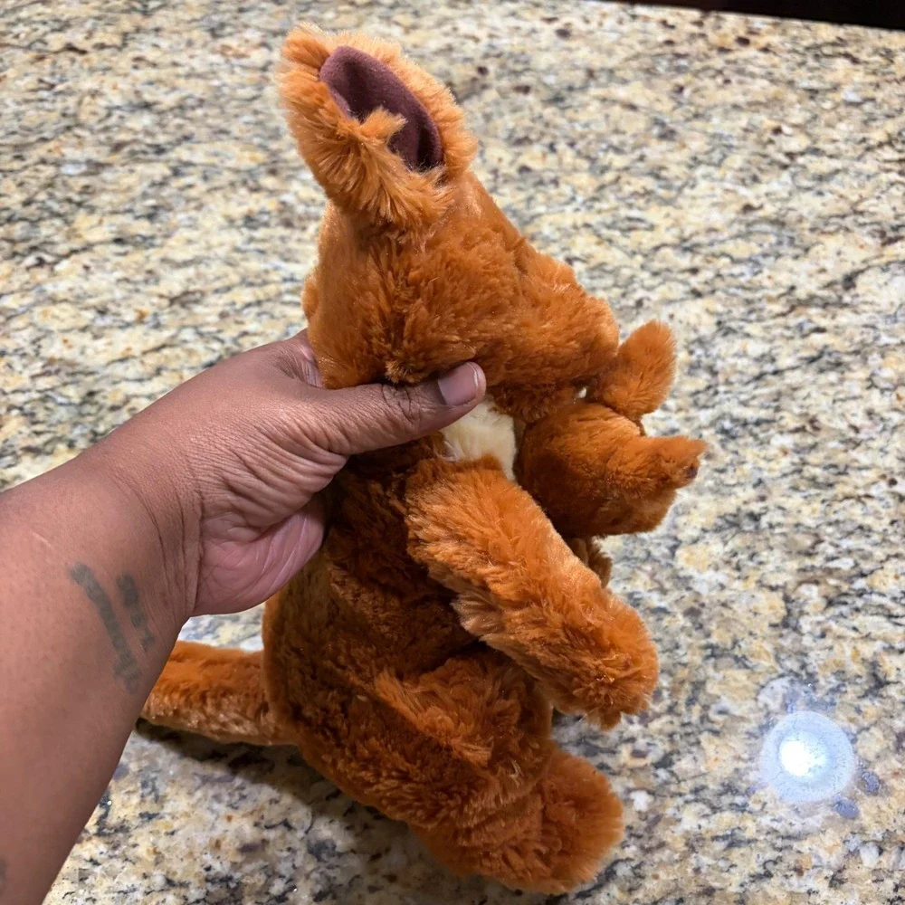 Kohls Cares Kangaroo and Joey Plush Stuffed Animal Brown Shaggy Fur 12 inch